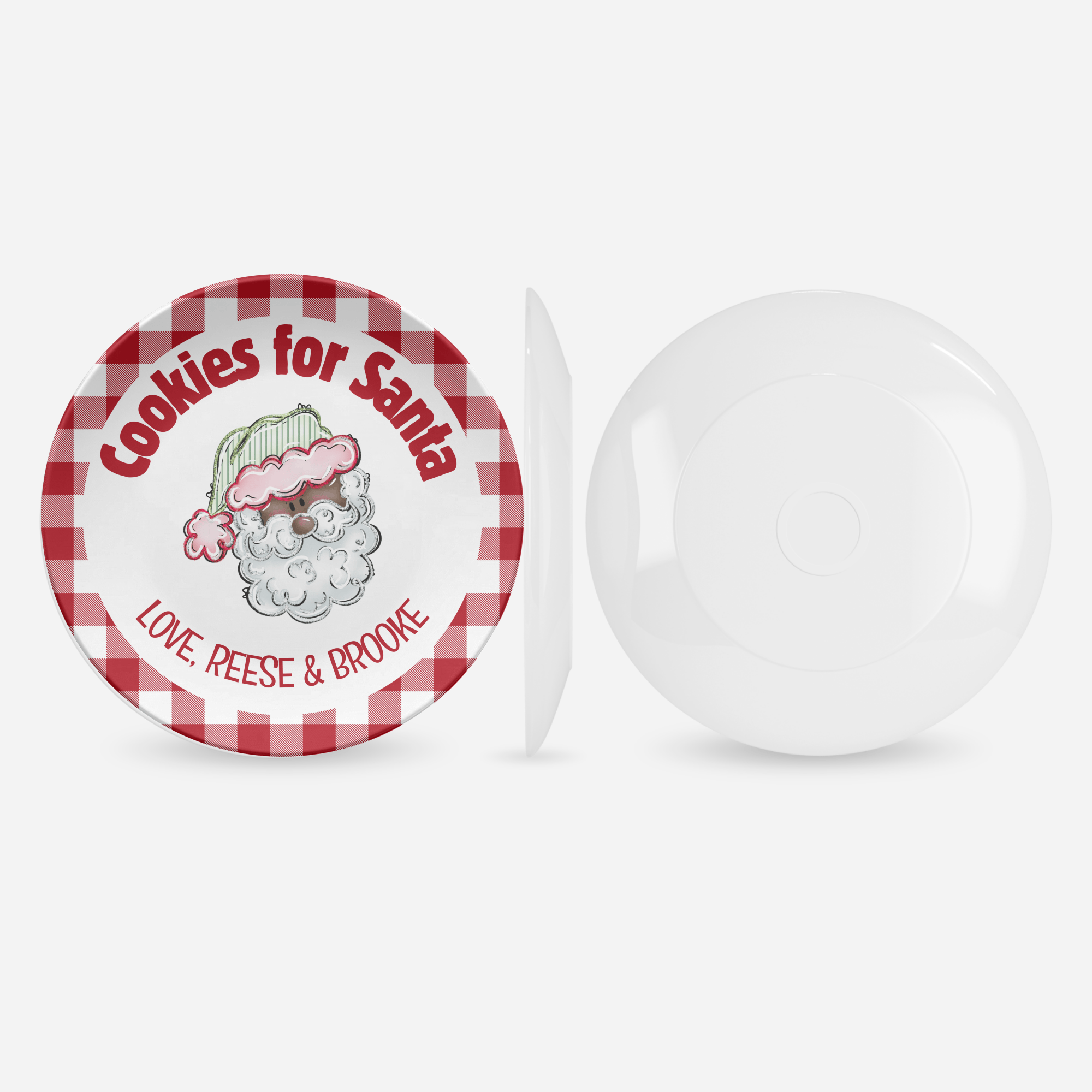 Cookies for Dark Santa Gingham Plate by Lil Plate Shop
