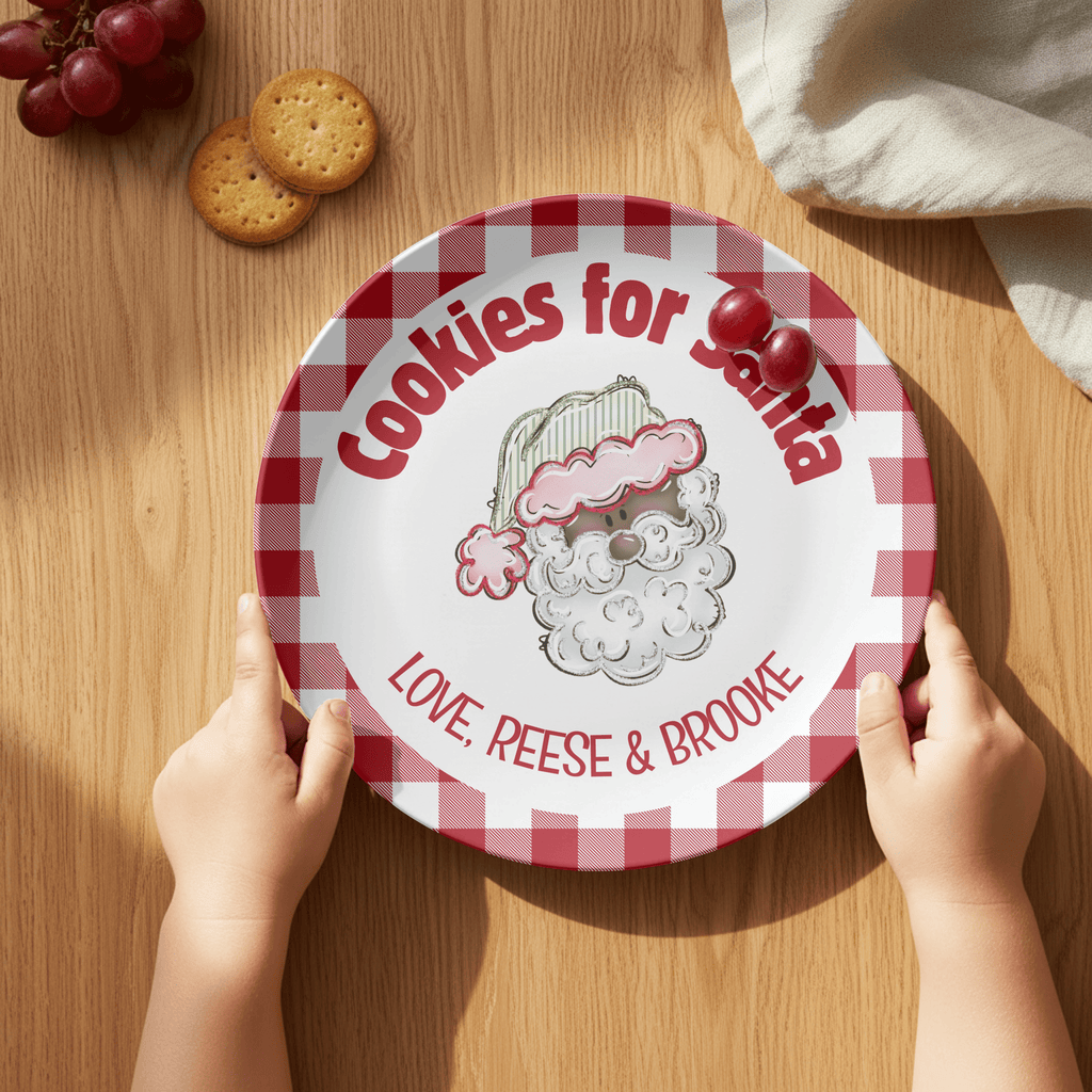 Cookies for Dark Santa Gingham Plate by Lil Plate Shop