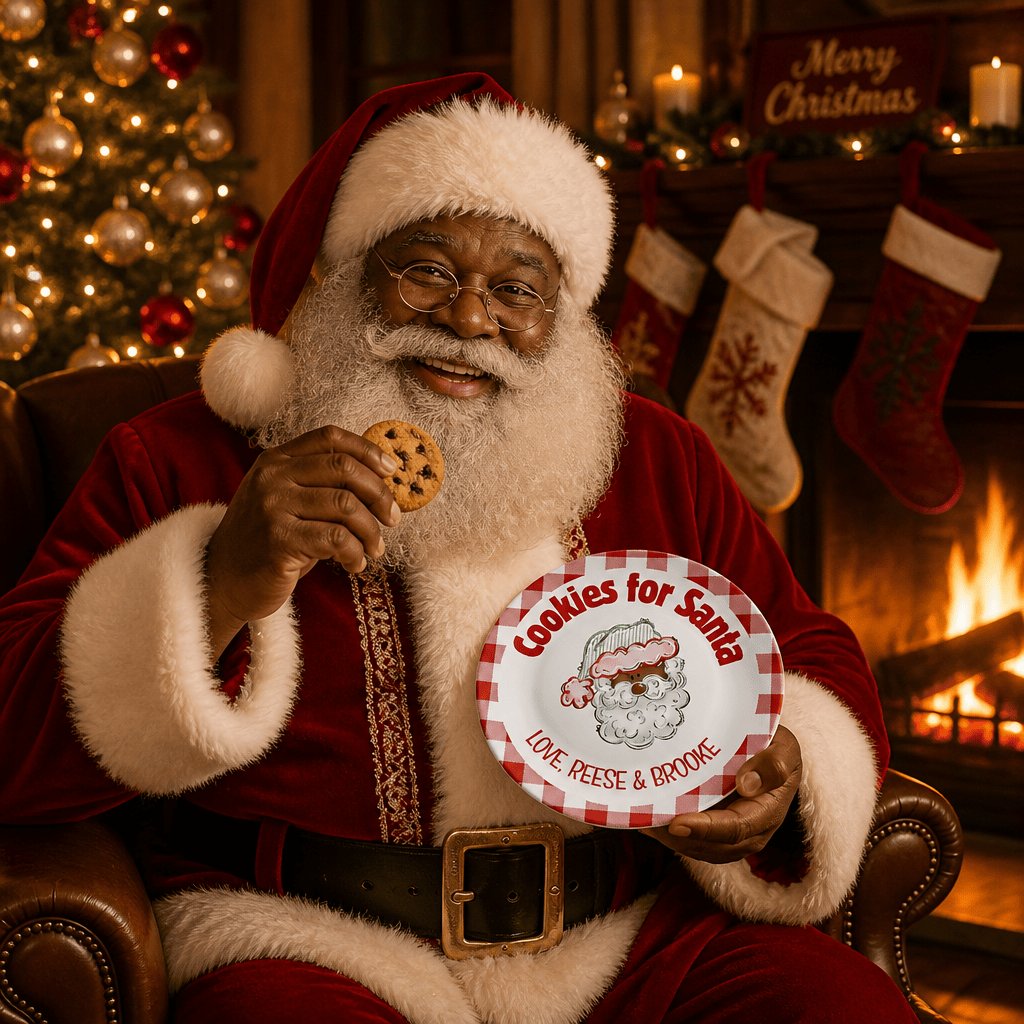 Cookies for Dark Santa Gingham Plate by Lil Plate Shop