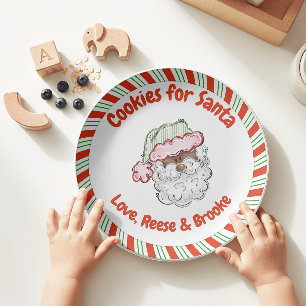 Cookies for Dark Santa Striped Plate by Lil Plate Shop