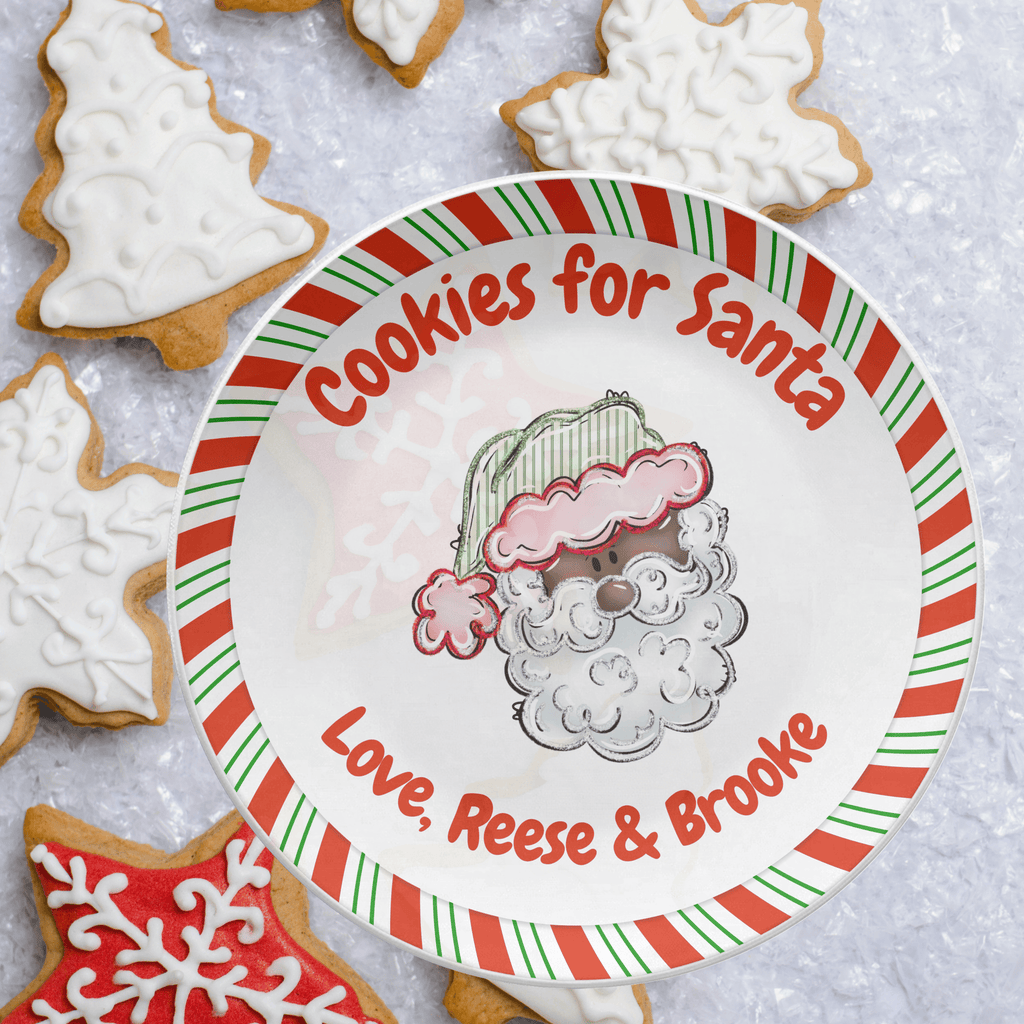 Cookies for Dark Santa Striped Plate by Lil Plate Shop