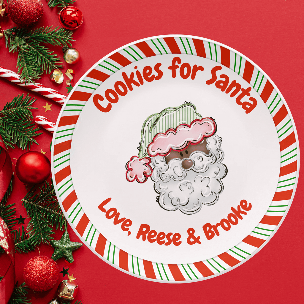 Cookies for Dark Santa Striped Plate by Lil Plate Shop