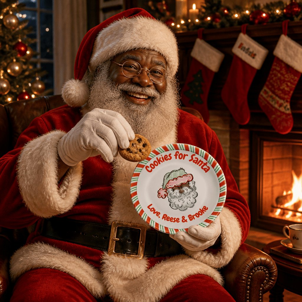 Cookies for Dark Santa Striped Plate by Lil Plate Shop