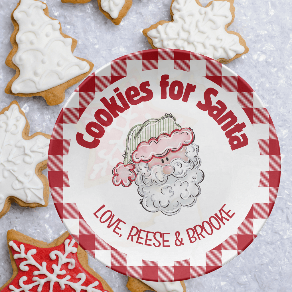 Cookies for Santa Gingham Plate by Lil Plate Shop