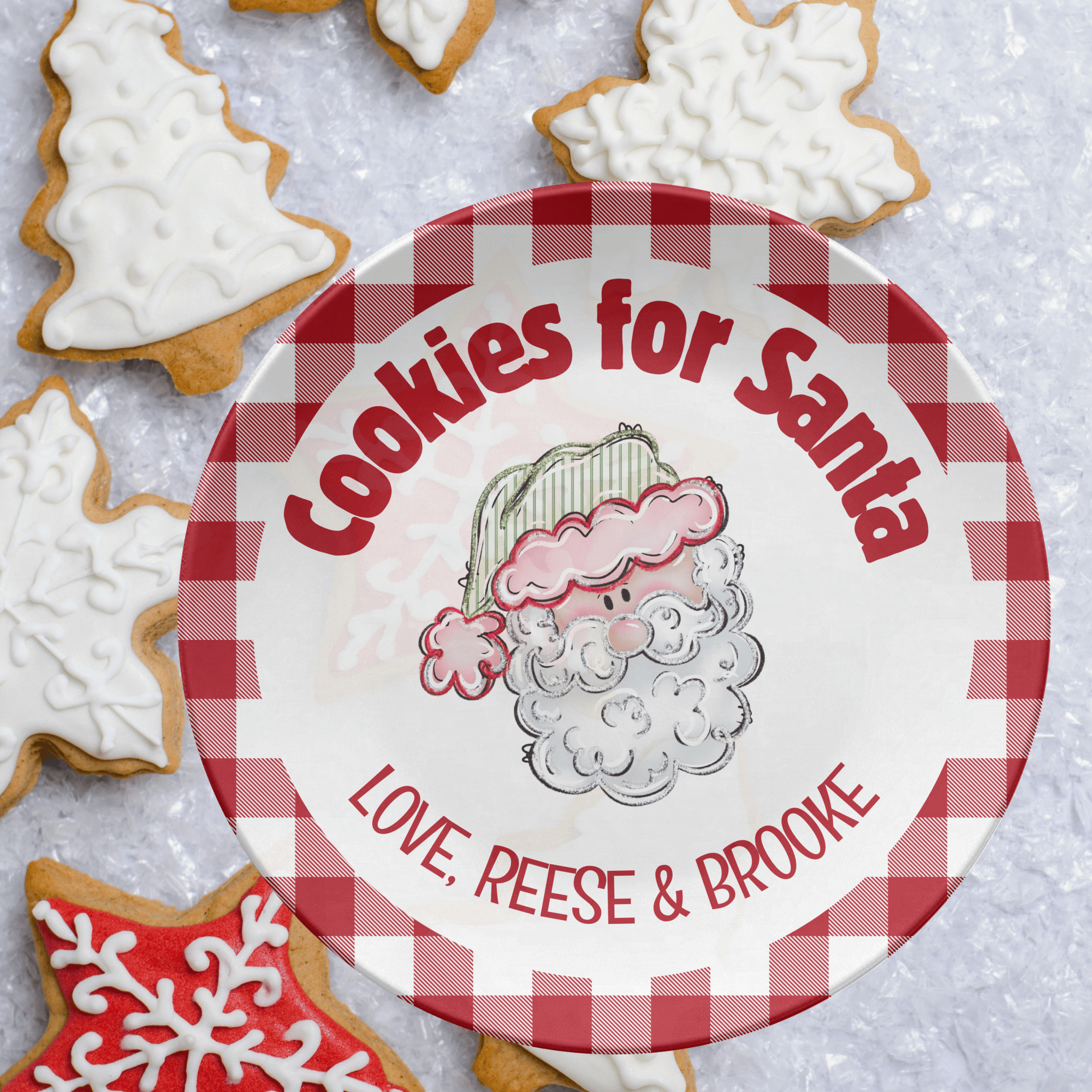 Cookies for Santa Gingham Plate by Lil Plate Shop