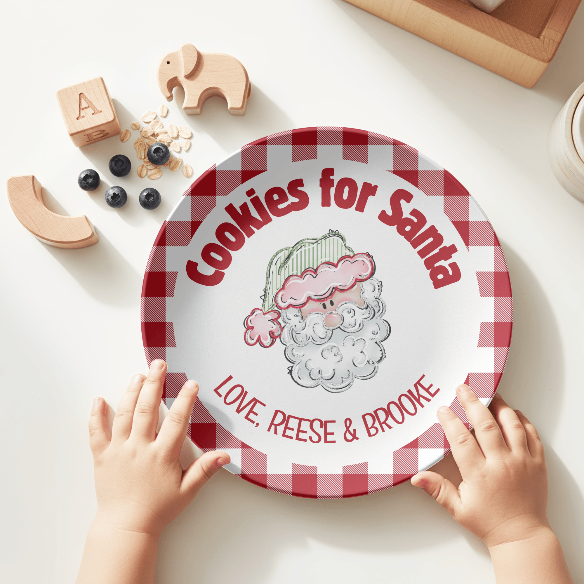 Cookies for Santa Gingham Plate by Lil Plate Shop