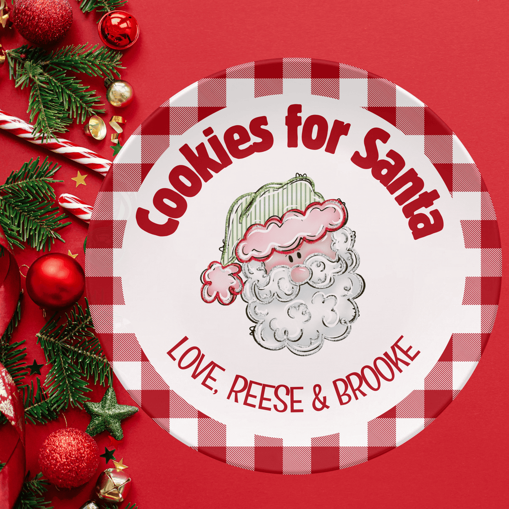 Cookies for Santa Gingham Plate by Lil Plate Shop