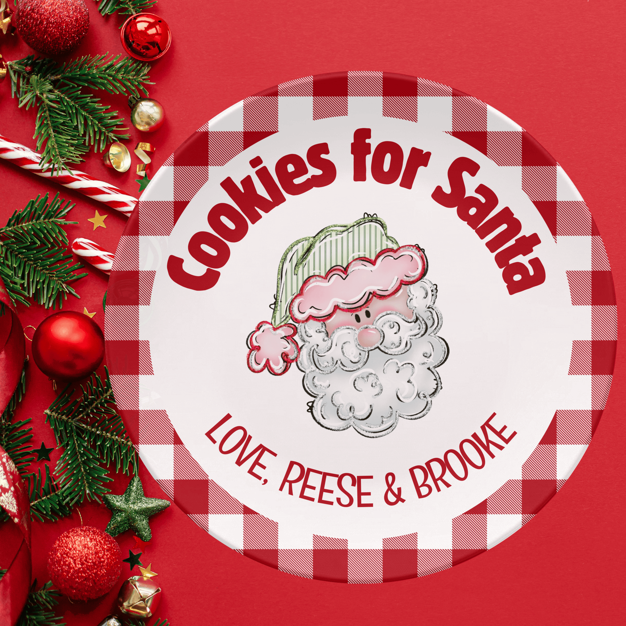 Cookies for Santa Gingham Plate by Lil Plate Shop