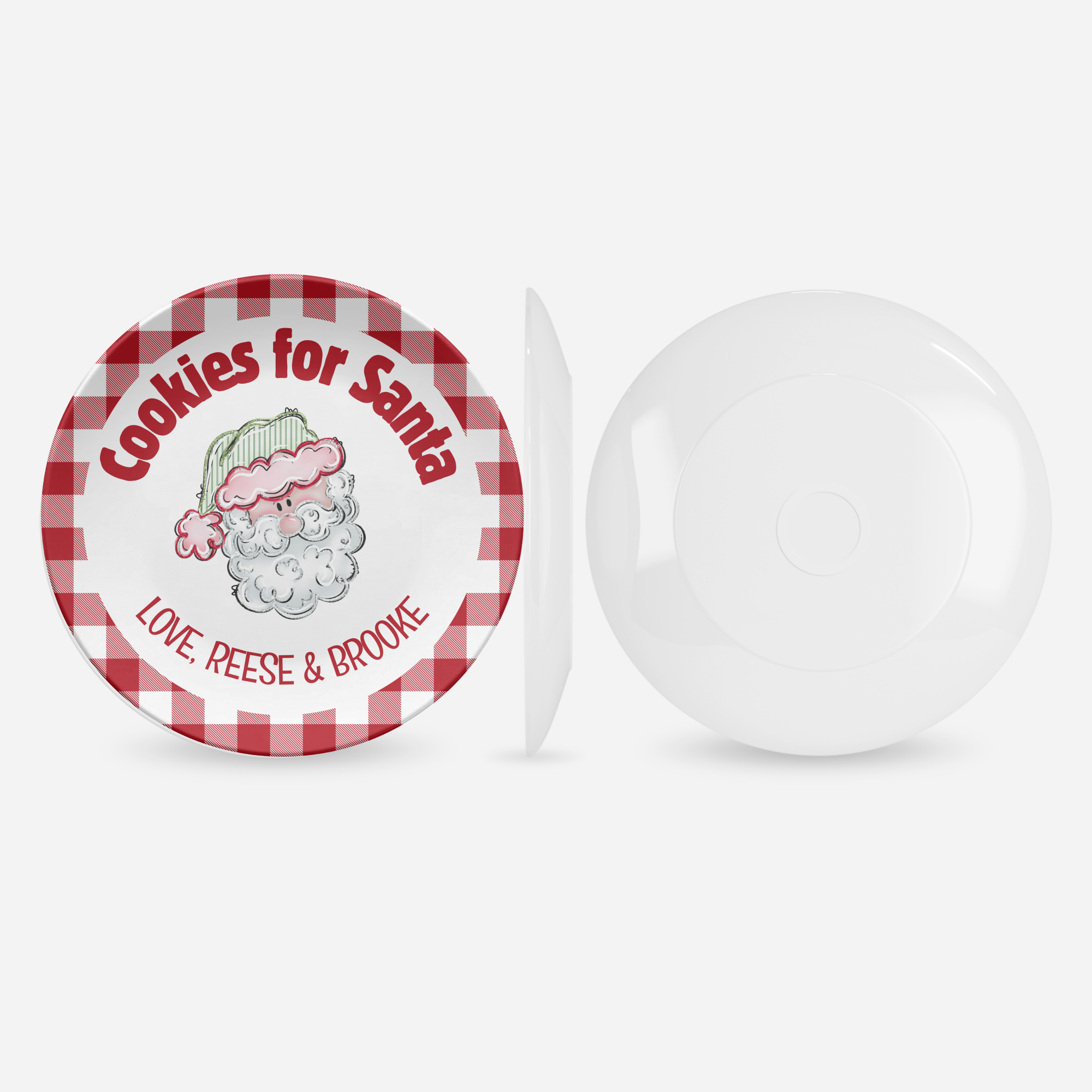 Cookies for Santa Gingham Plate by Lil Plate Shop