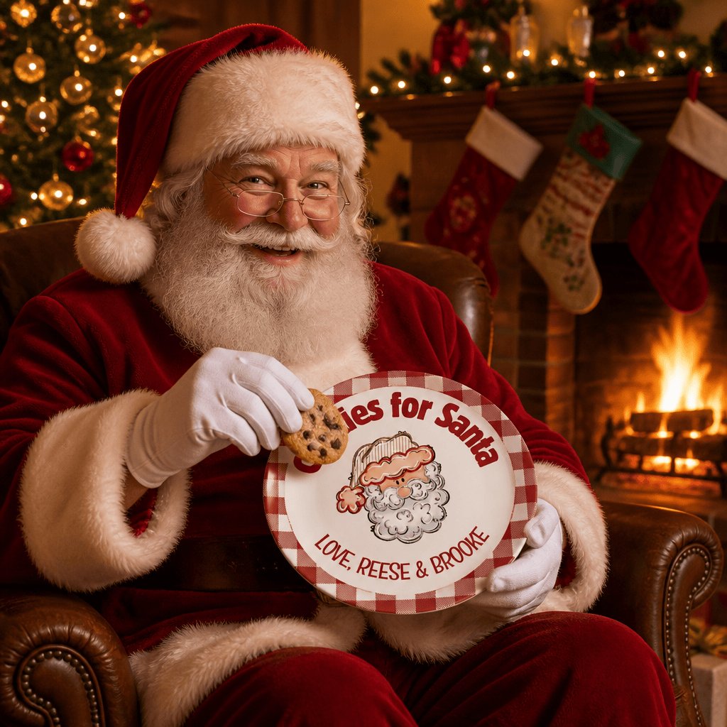 Cookies for Santa Gingham Plate by Lil Plate Shop