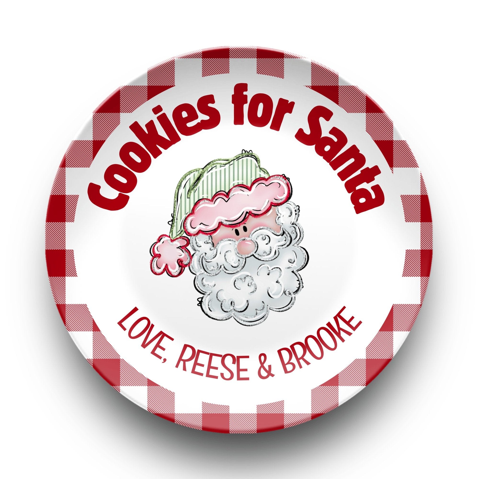 Cookies for Santa Gingham Plate by Lil Plate Shop