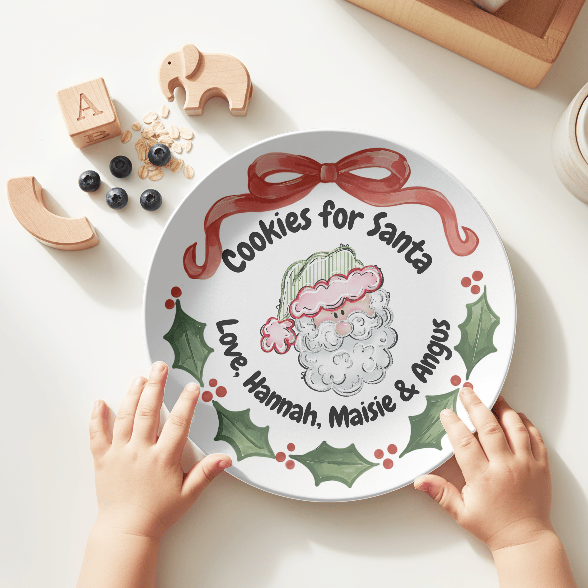 Cookies for Santa Holly Plate by Lil Plate Shop