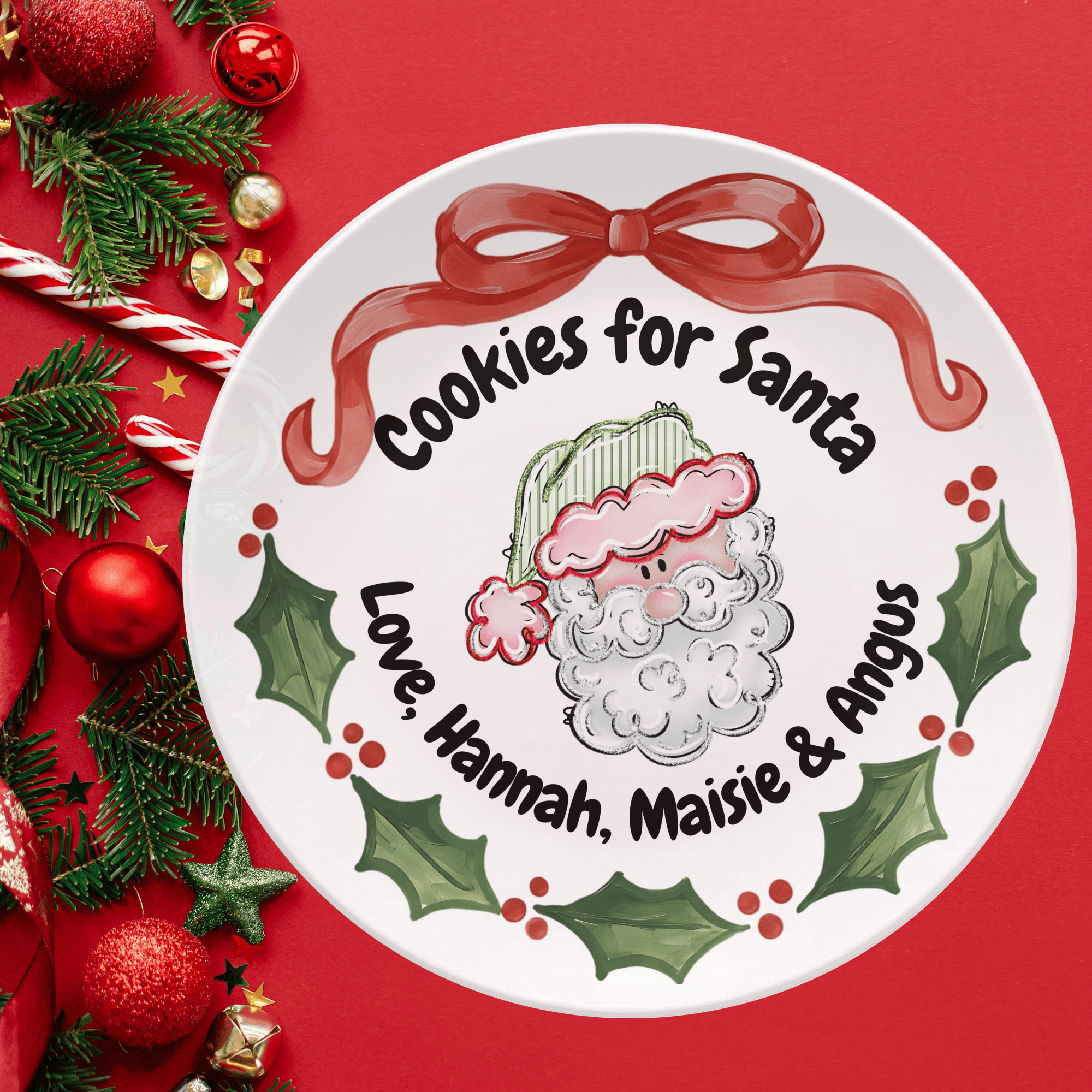 Cookies for Santa Holly Plate by Lil Plate Shop