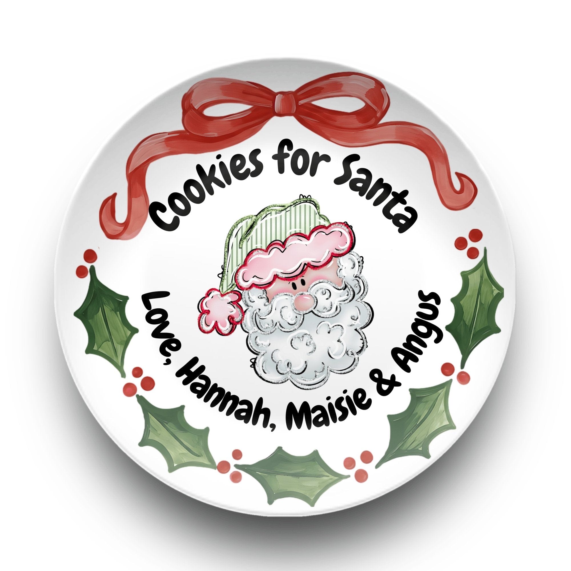 Cookies for Santa Holly Plate by Lil Plate Shop