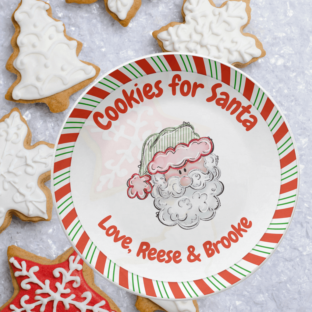 Cookies for Santa Striped Plate by Lil Plate Shop