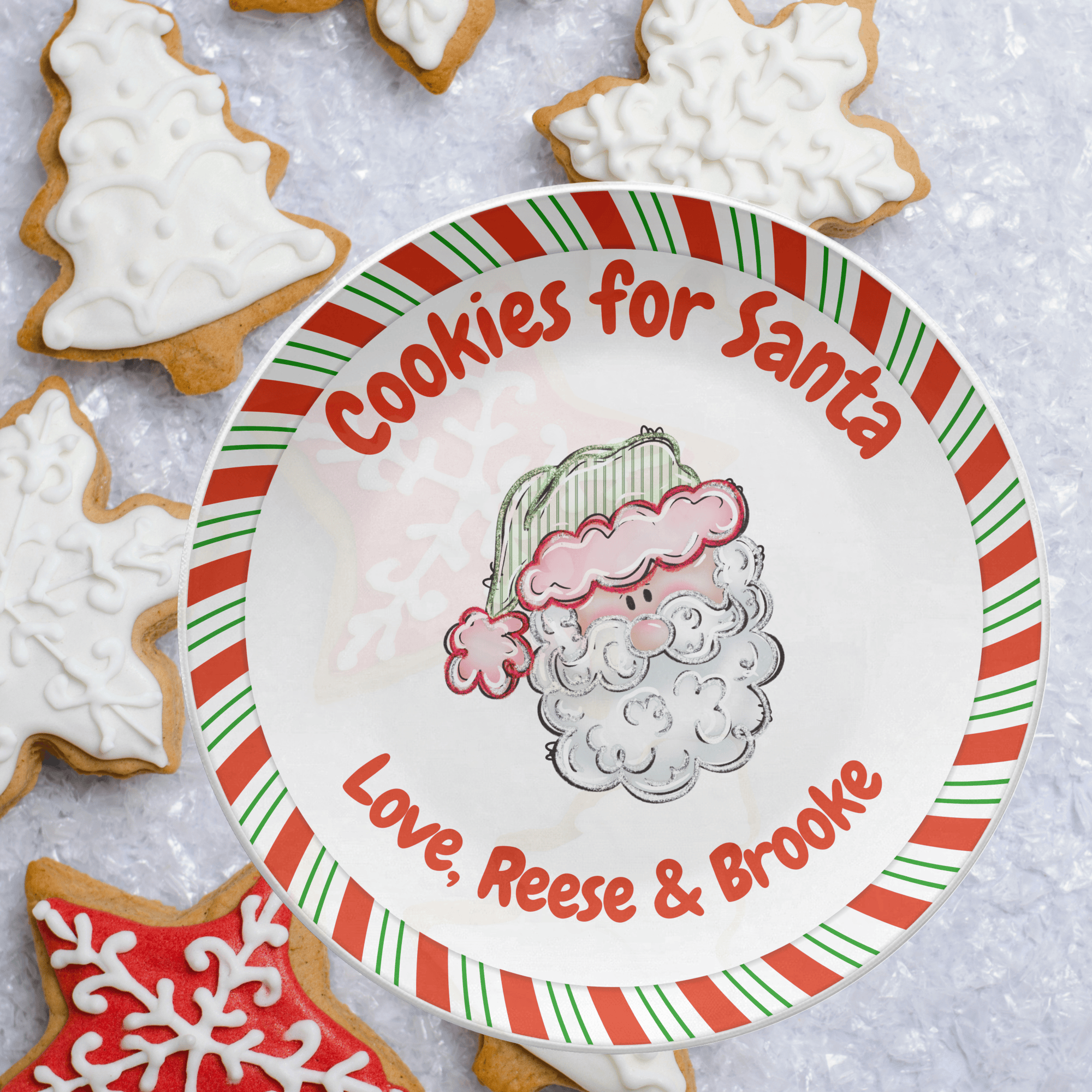 Cookies for Santa Striped Plate by Lil Plate Shop