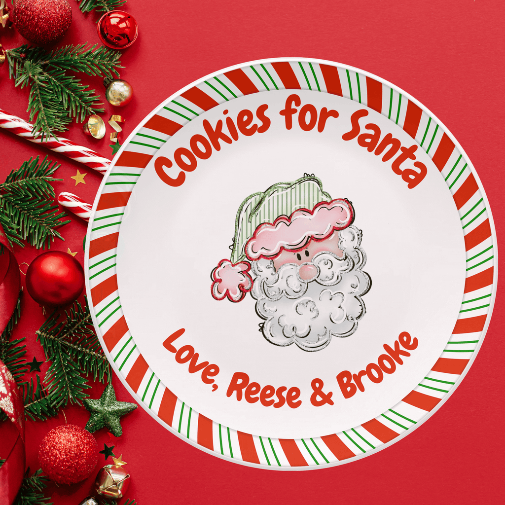 Cookies for Santa Striped Plate by Lil Plate Shop