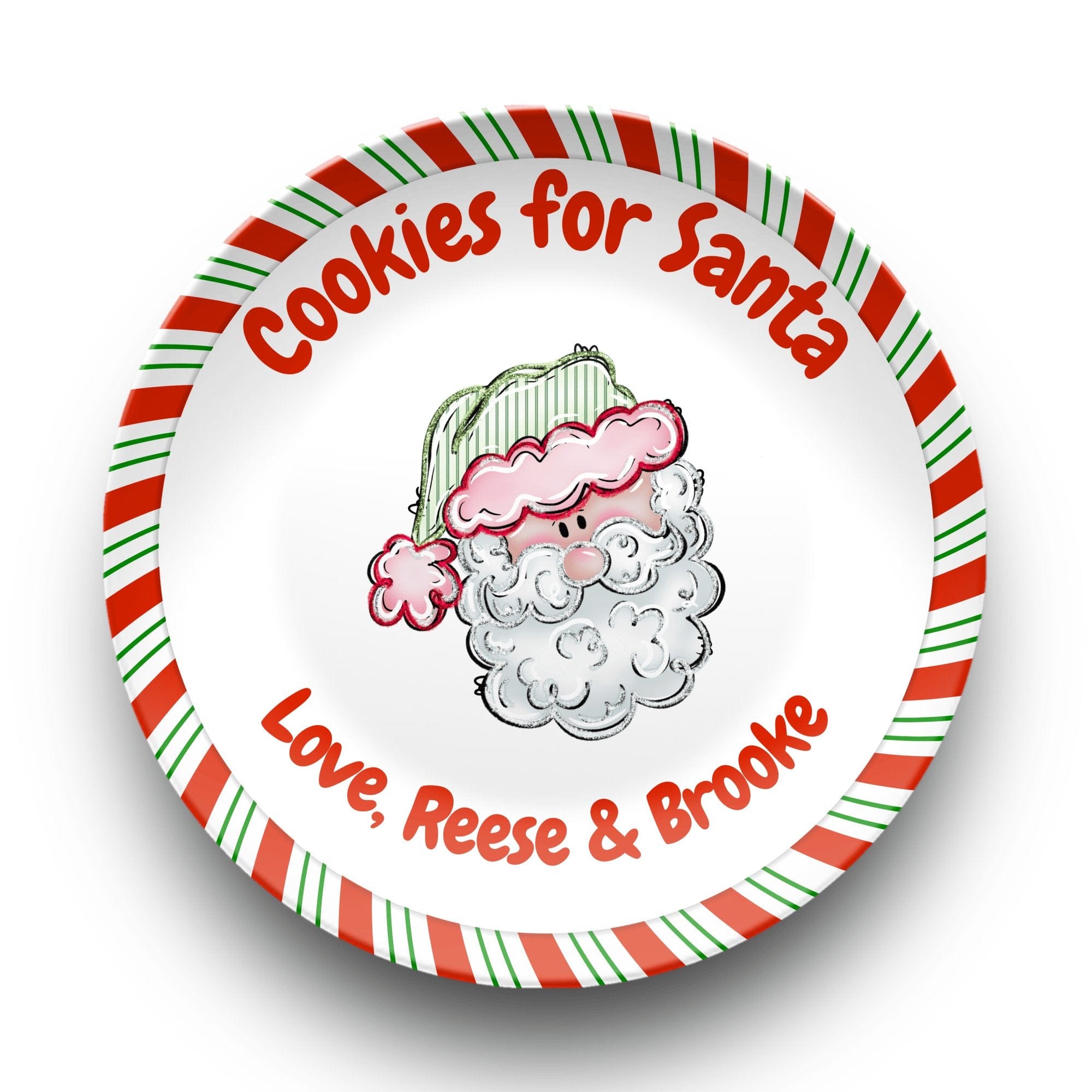 Cookies for Santa Striped Plate by Lil Plate Shop