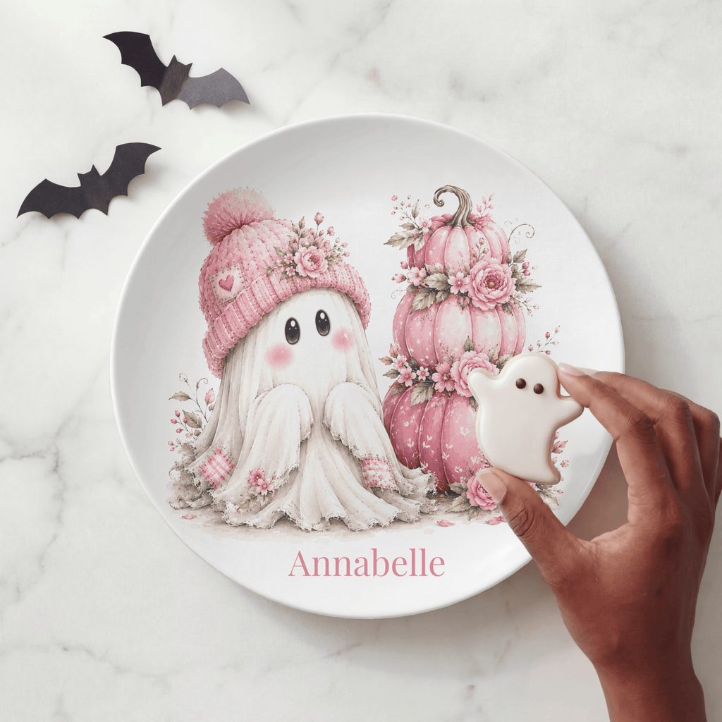 Coquette Ghost Pumpkin Plate by Lil Plate Shop