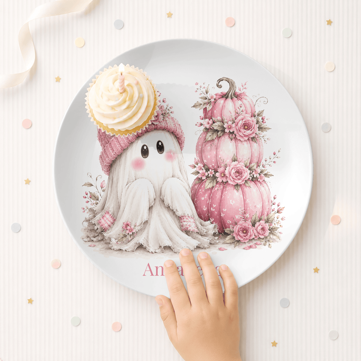 Coquette Ghost Pumpkin Plate by Lil Plate Shop