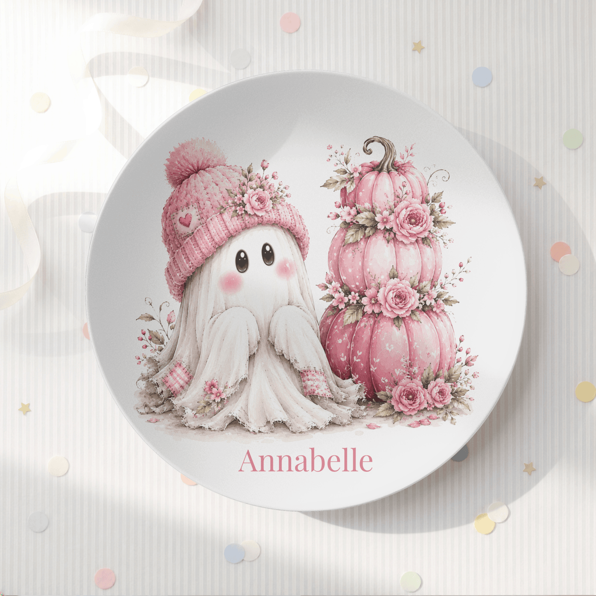 Coquette Ghost Pumpkin Plate by Lil Plate Shop