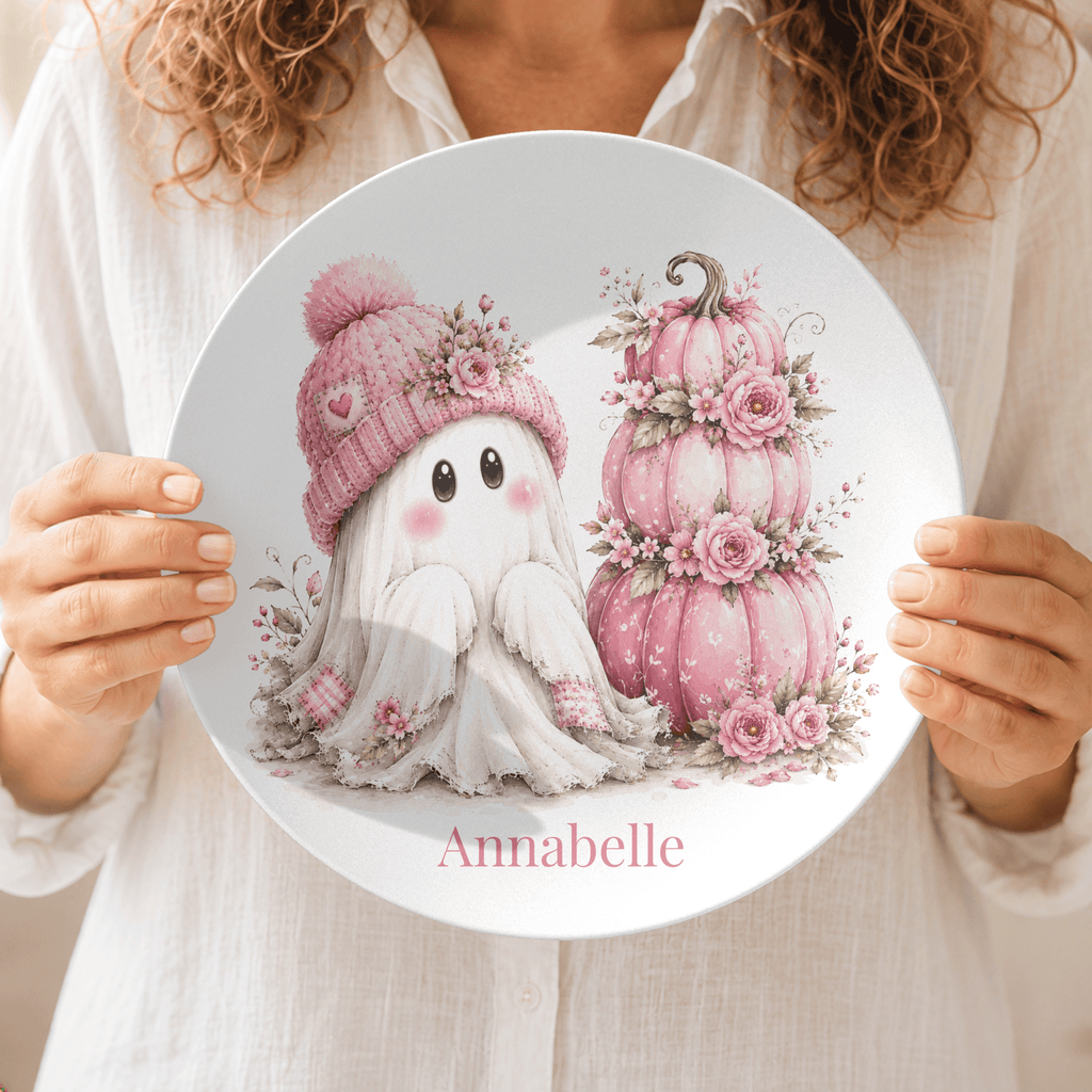 Coquette Ghost Pumpkin Plate by Lil Plate Shop