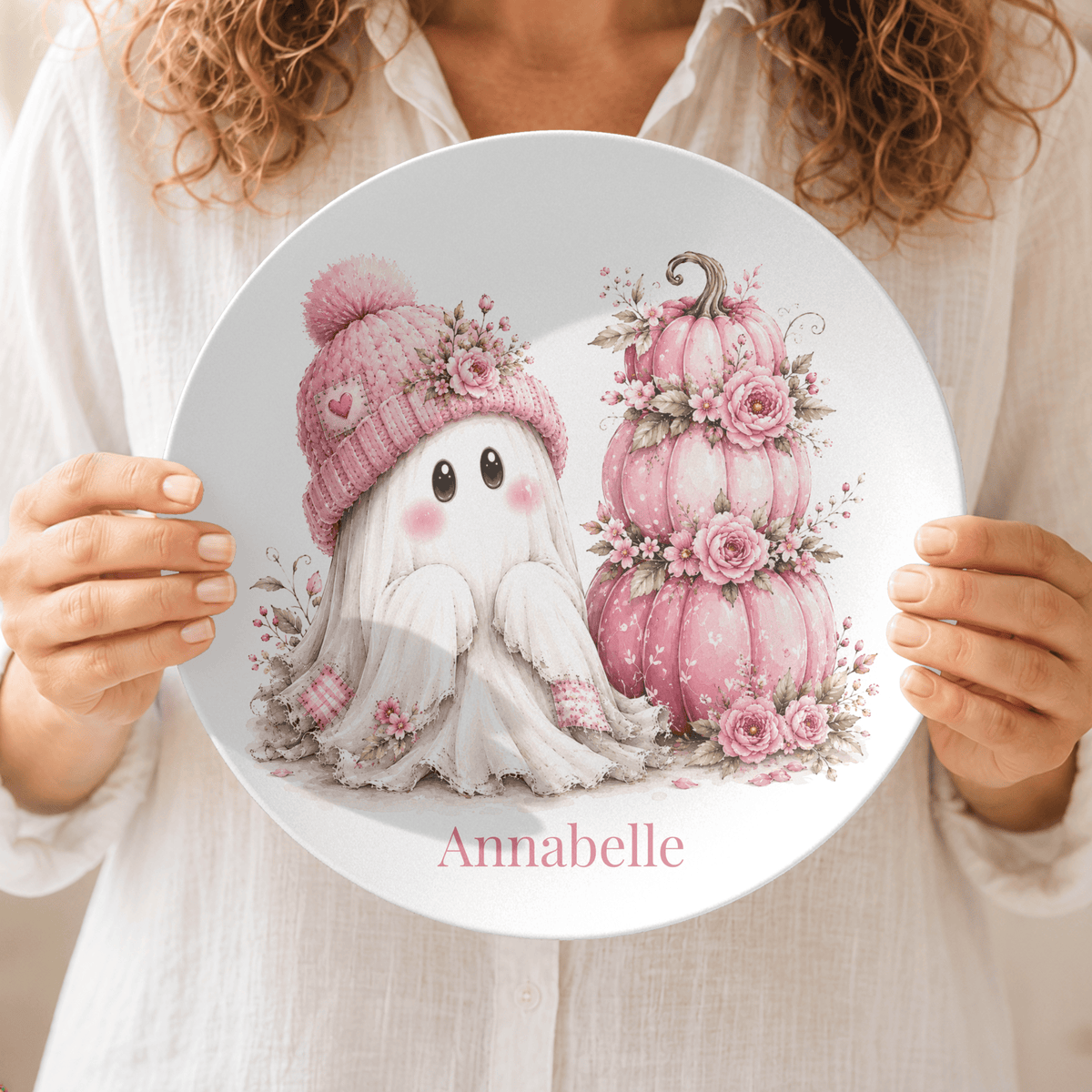 Coquette Ghost Pumpkin Plate by Lil Plate Shop