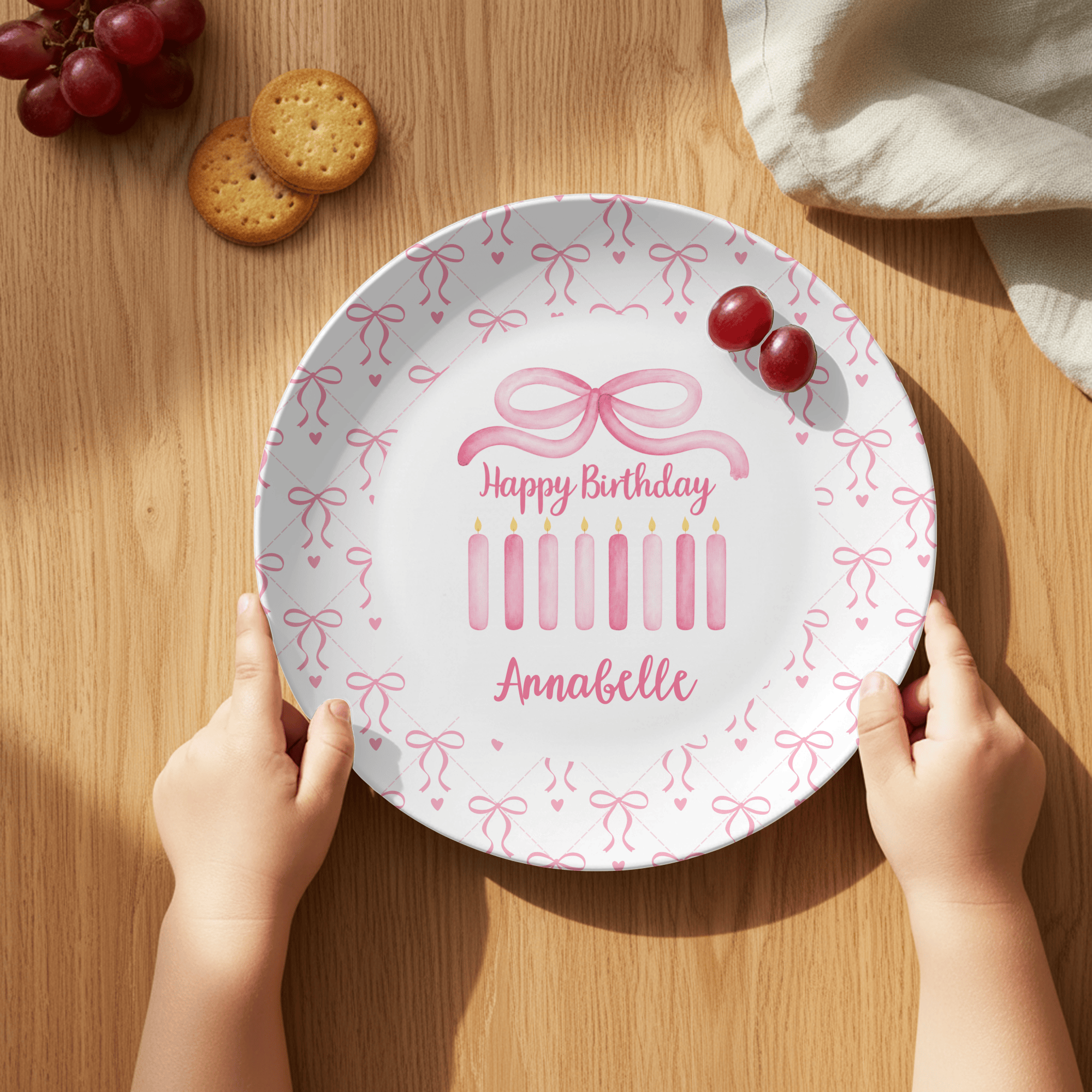 Coquette Watercolor Bow Birthday Plate by Lil Plate Shop