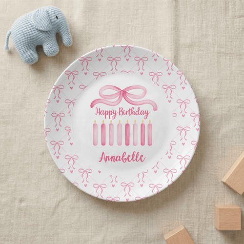 Coquette Watercolor Bow Birthday Plate by Lil Plate Shop