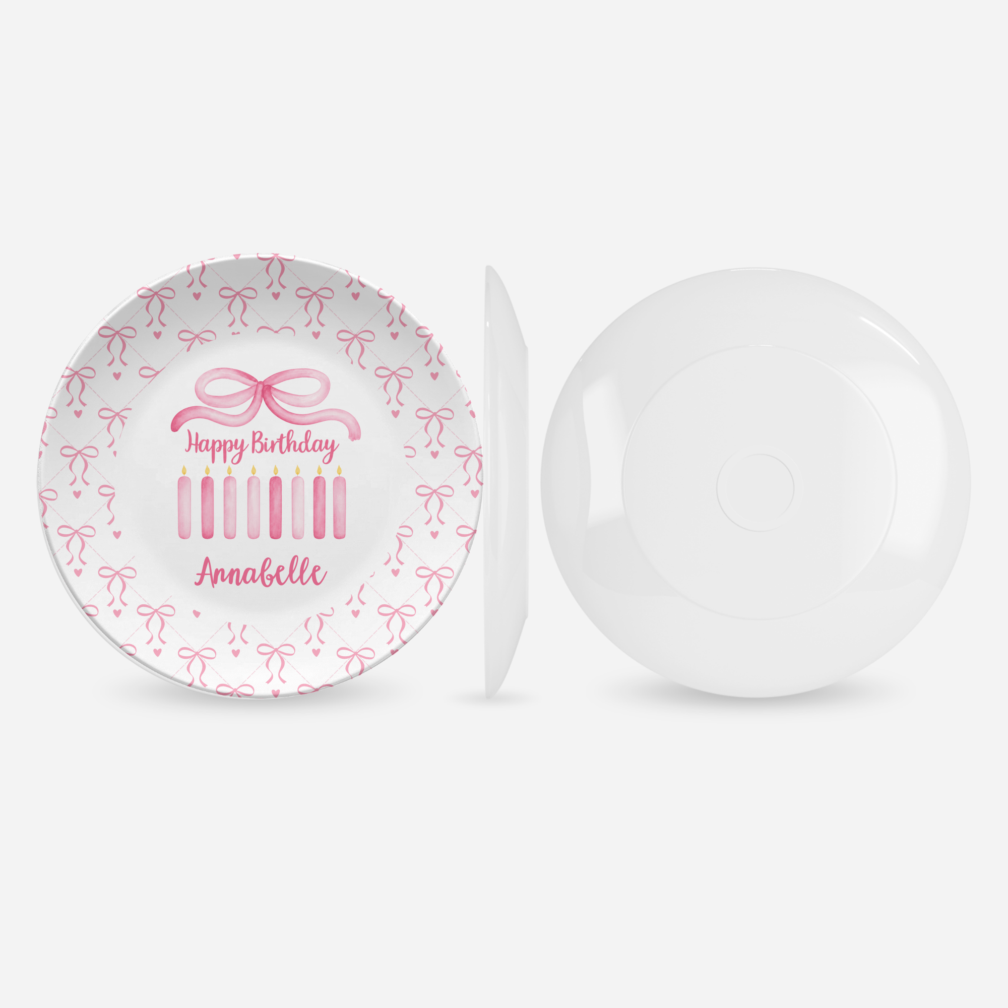 Coquette Watercolor Bow Birthday Plate by Lil Plate Shop