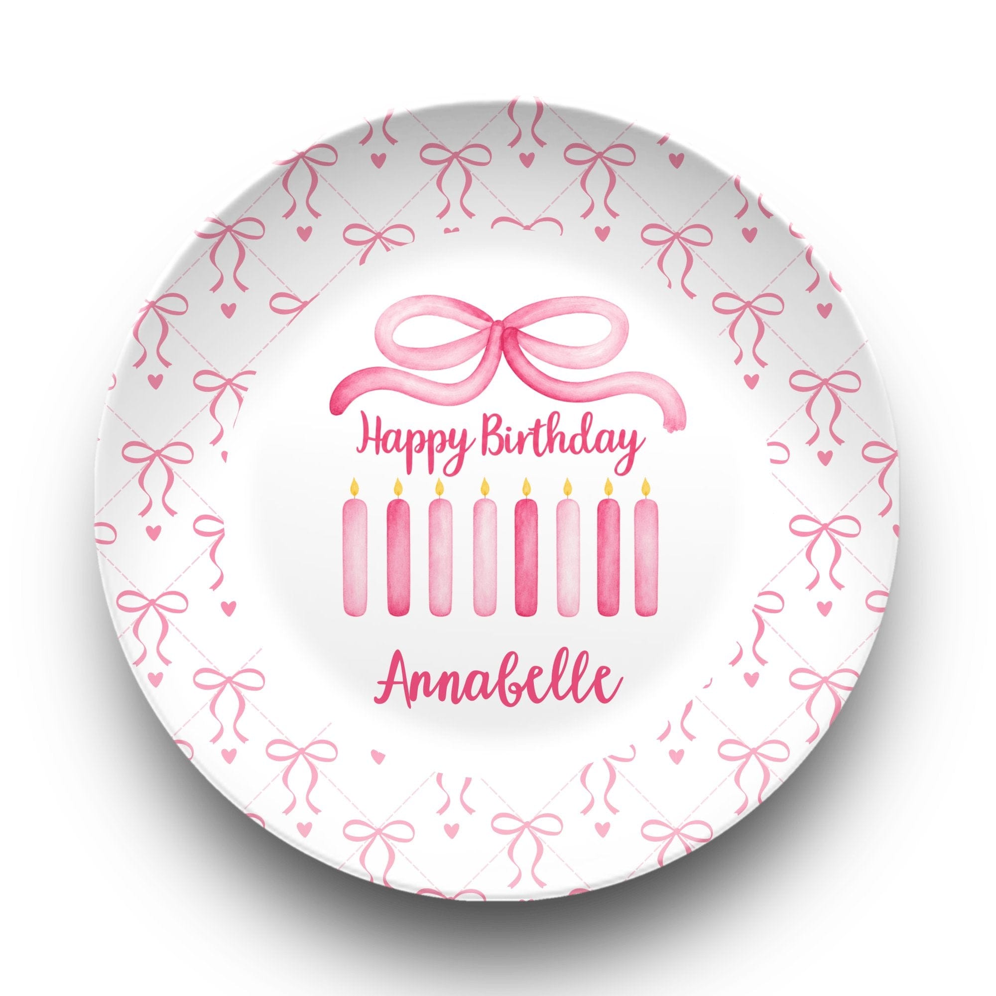 Coquette Watercolor Bow Birthday Plate by Lil Plate Shop