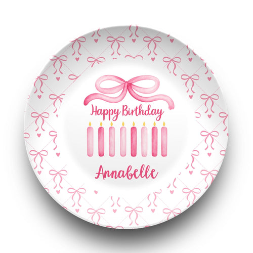 Coquette Watercolor Bow Birthday Plate by Lil Plate Shop