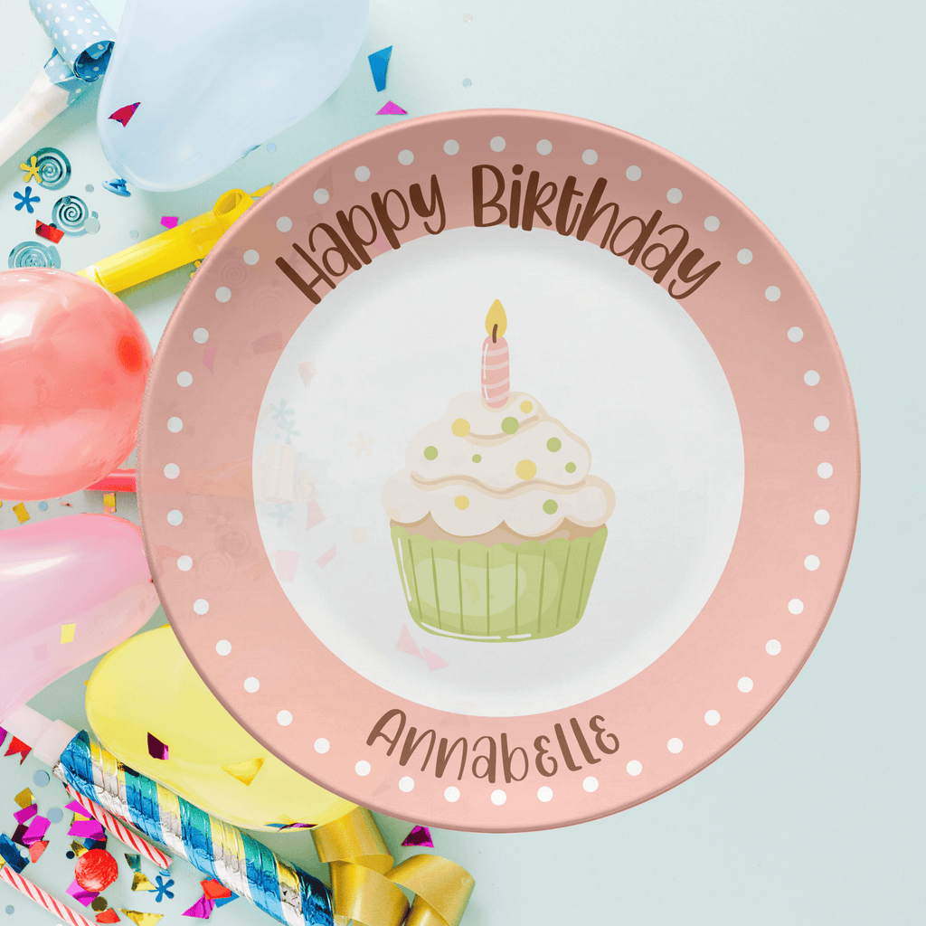 Cupcake Border Birthday Plate by Lil Plate Shop