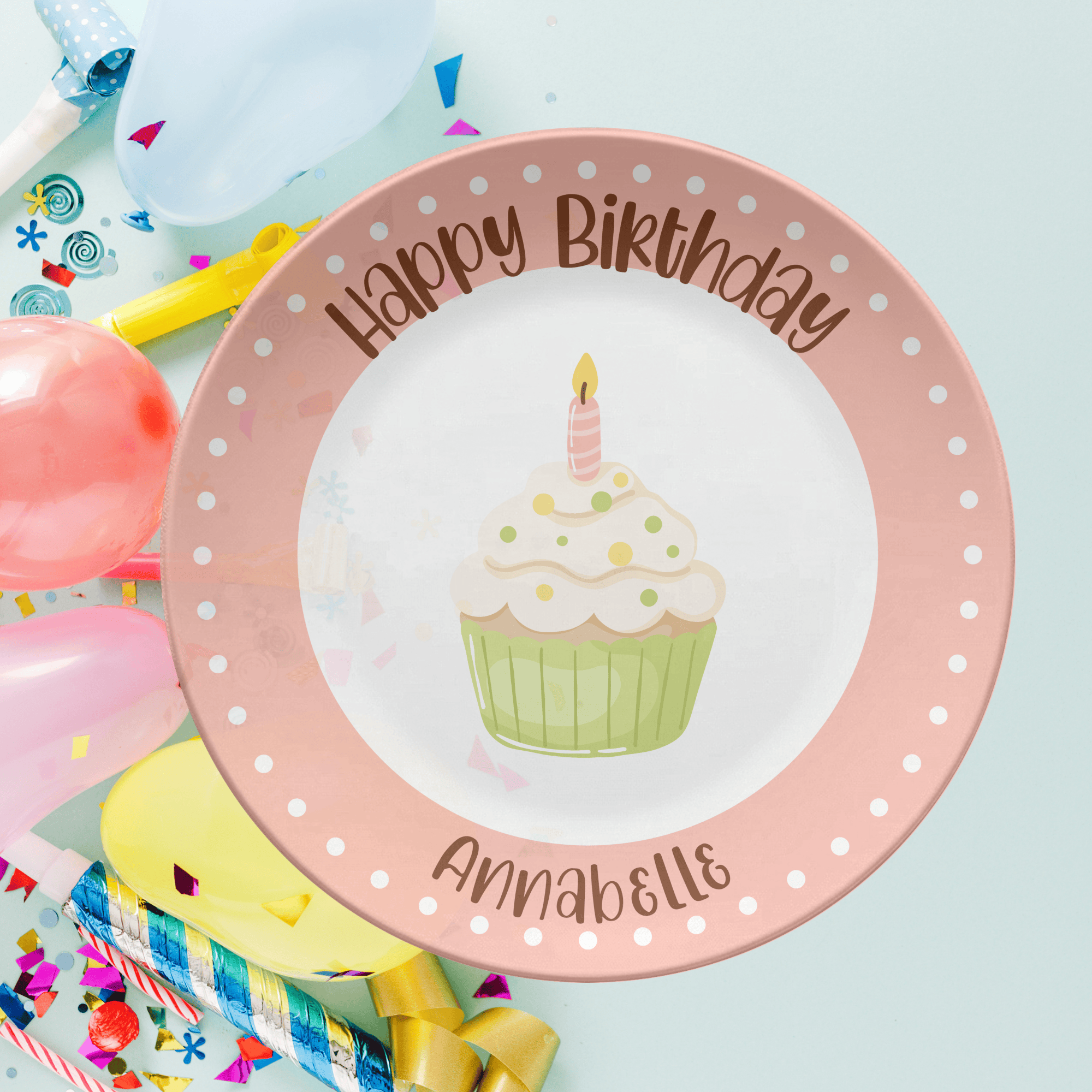 Cupcake Border Birthday Plate by Lil Plate Shop