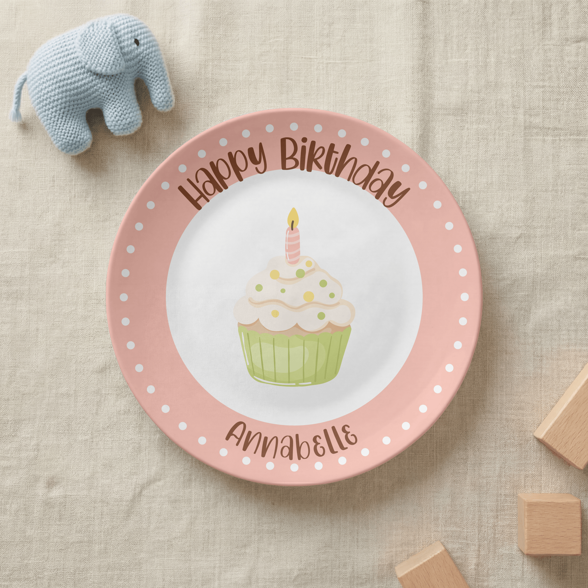 Cupcake Border Birthday Plate by Lil Plate Shop
