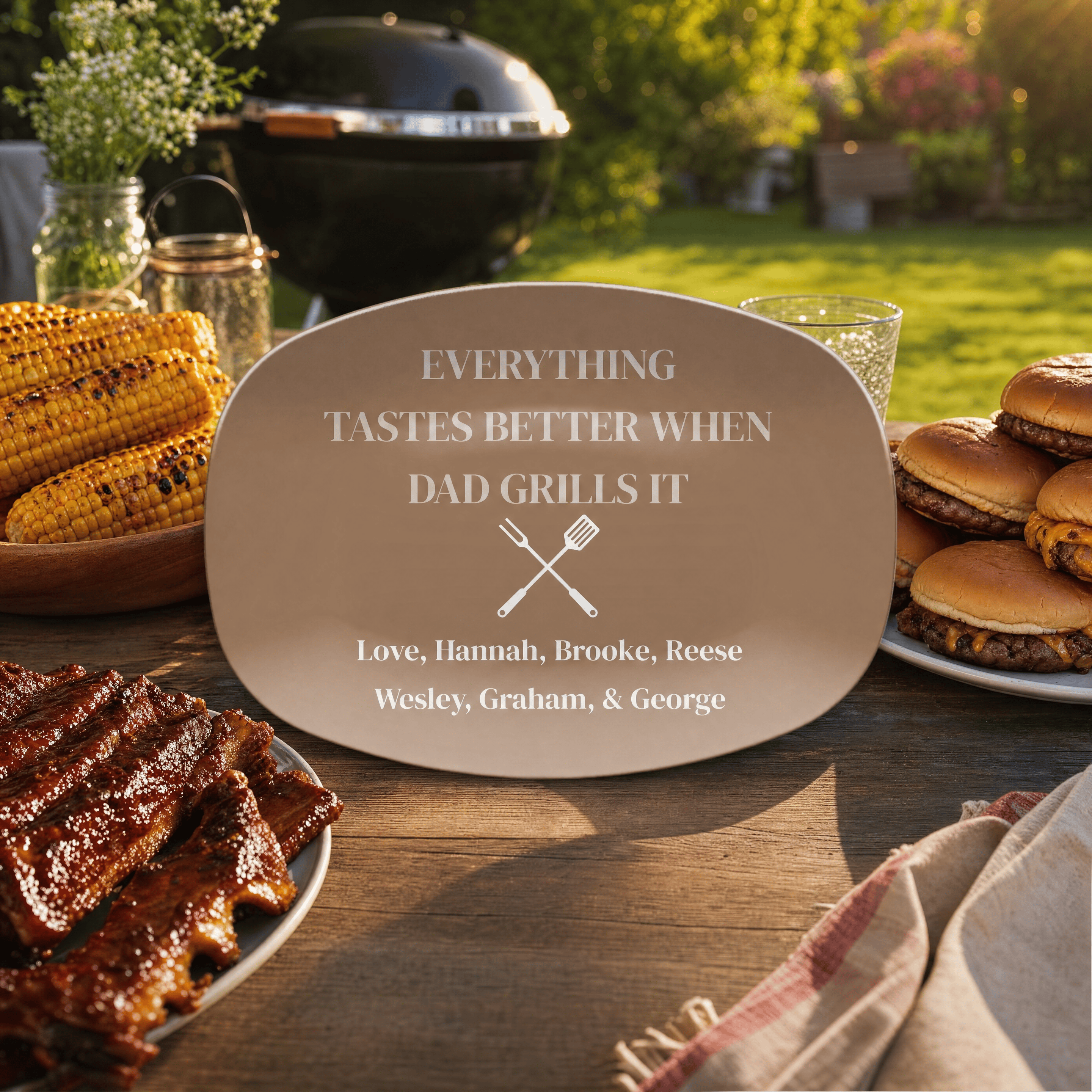 Custom Dad Grilling Platter - Select Platter Color by Lil Plate Shop