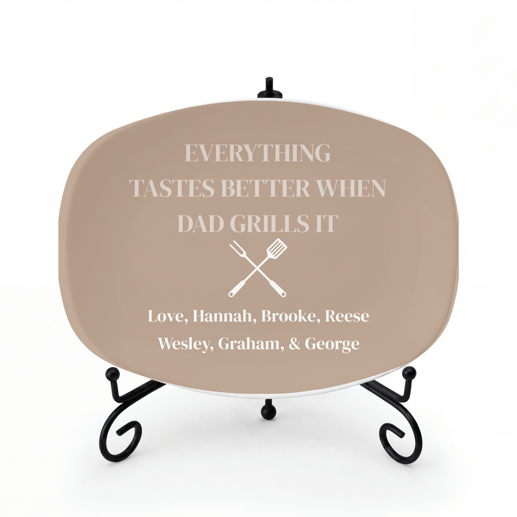 Custom Dad Grilling Platter - Select Platter Color Platter + Stand + Gift Box by Lil Plate Shop