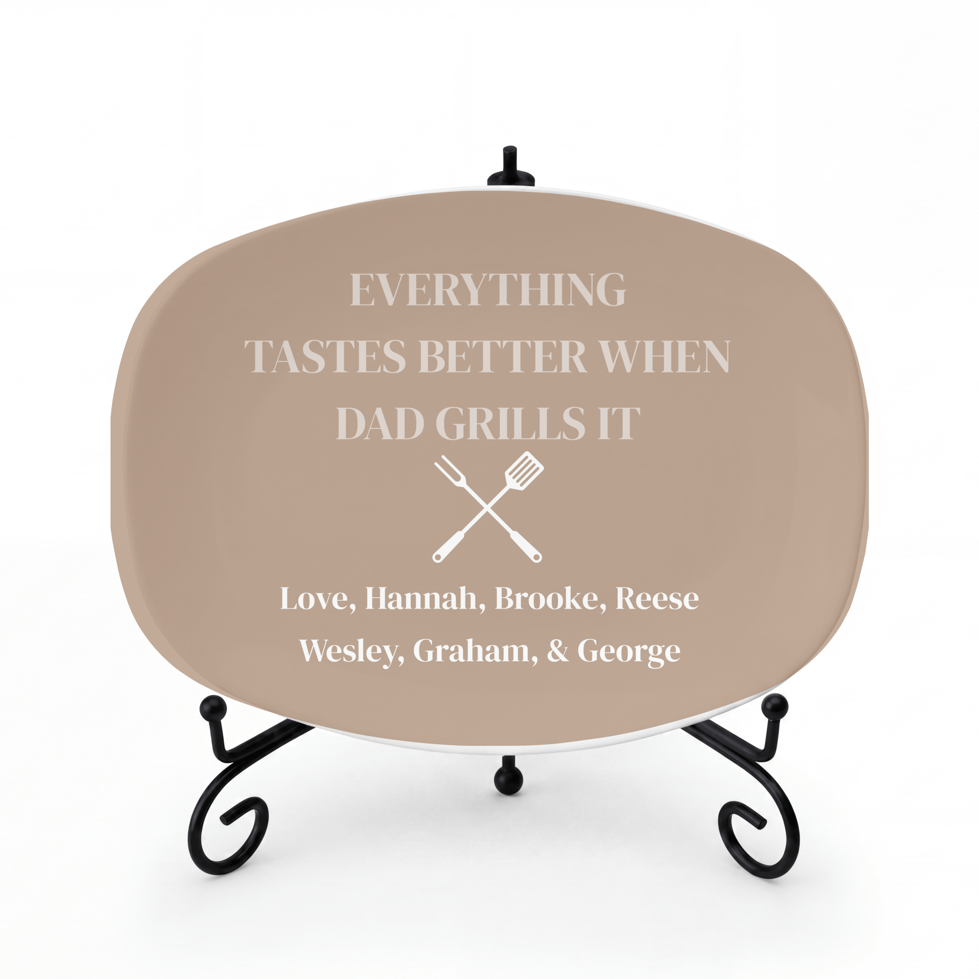Custom Dad Grilling Platter - Select Platter Color Platter + Stand + Gift Box by Lil Plate Shop