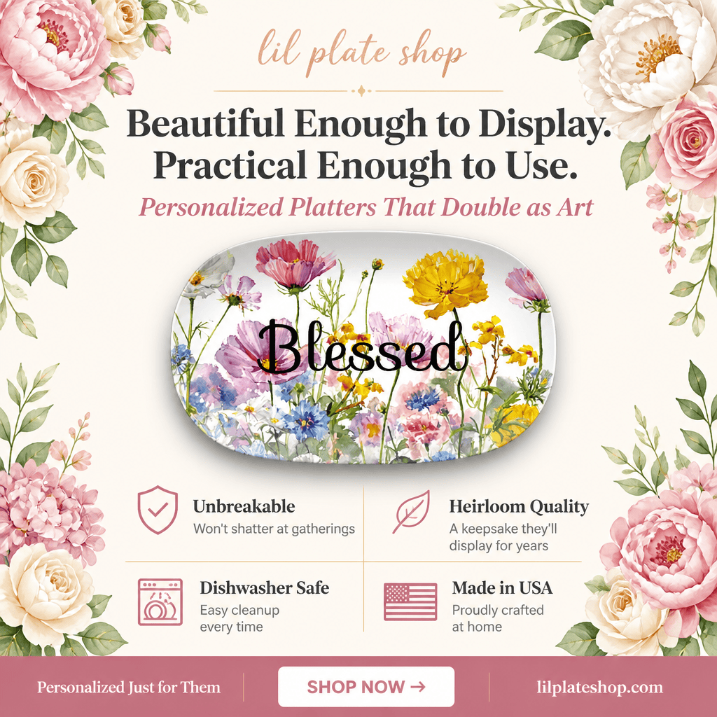 Custom Floral Word Platter by Lil Plate Shop