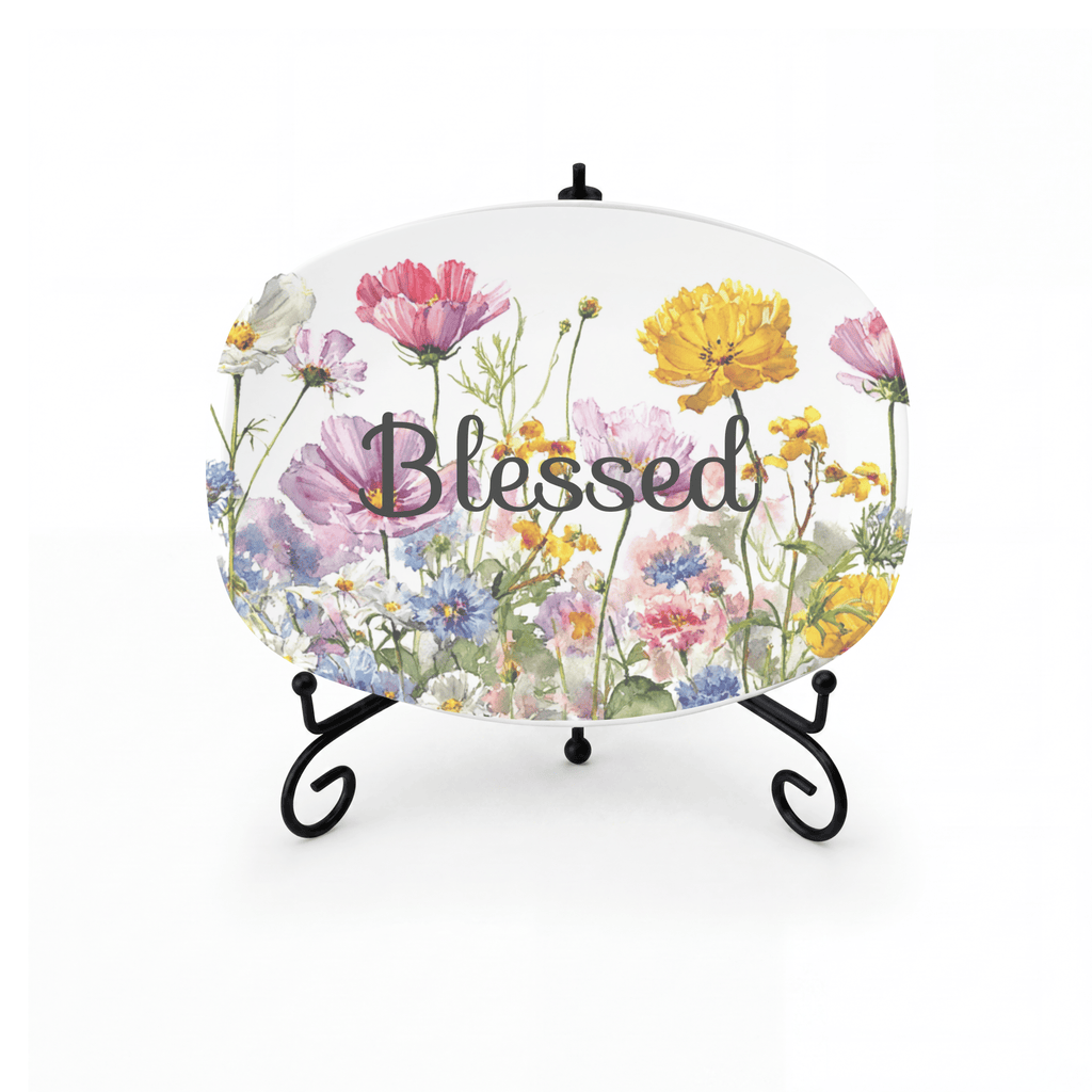 Custom Floral Word Platter Platter + Stand + Gift Box by Lil Plate Shop