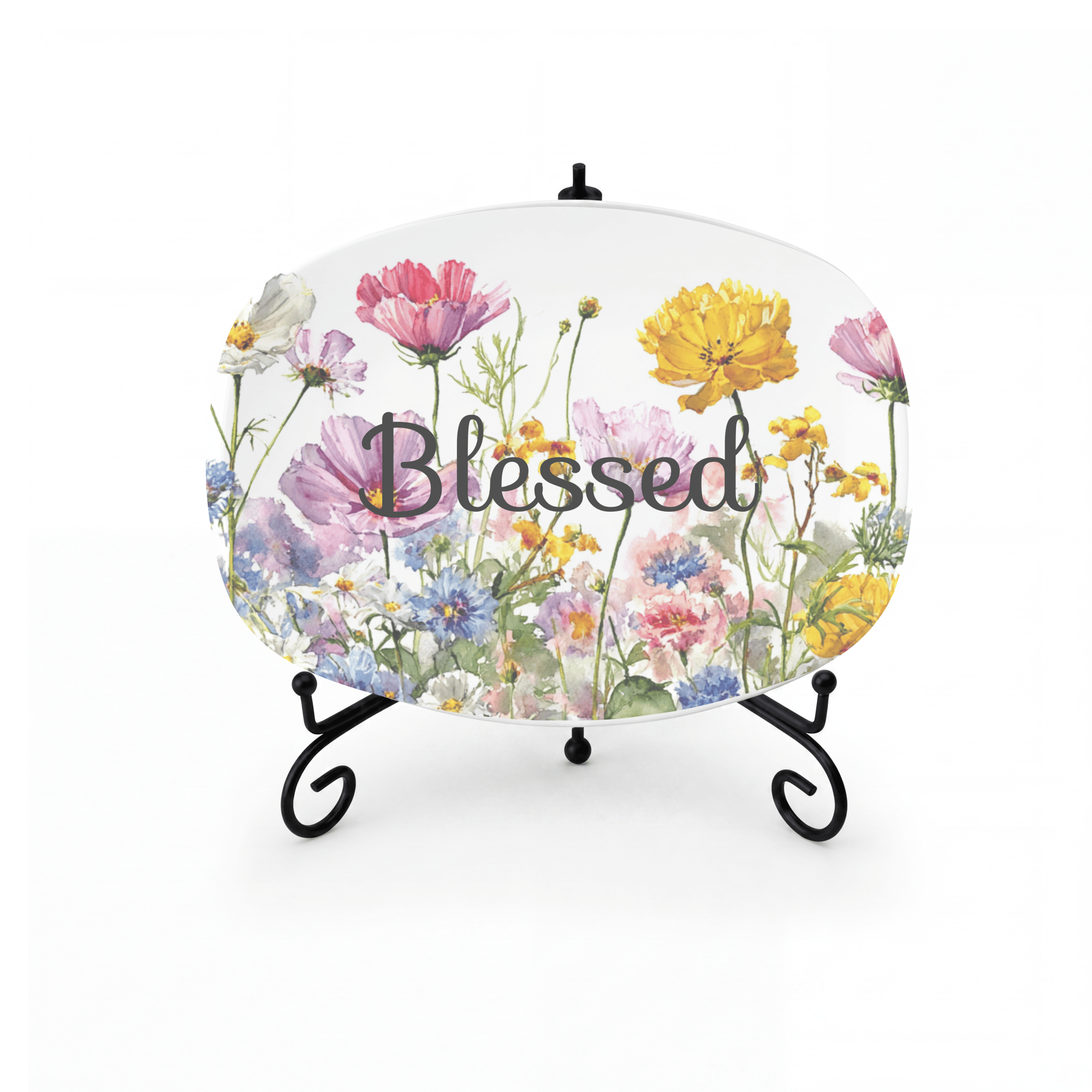 Custom Floral Word Platter Platter + Stand + Gift Box by Lil Plate Shop