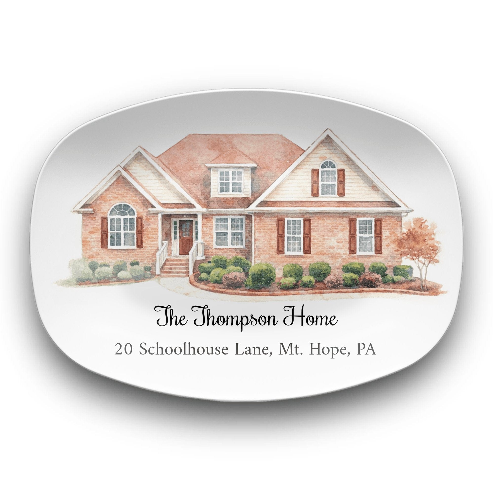 Custom Watercolor Home Portrait Platter by Lil Plate Shop
