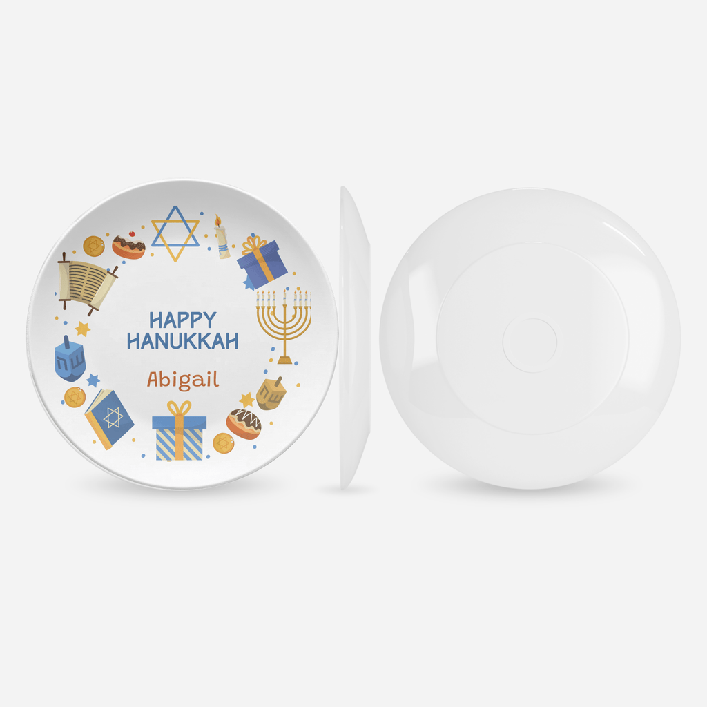 Personalized Happy Hanukkah Graphic Plate by Lil Plate Shop