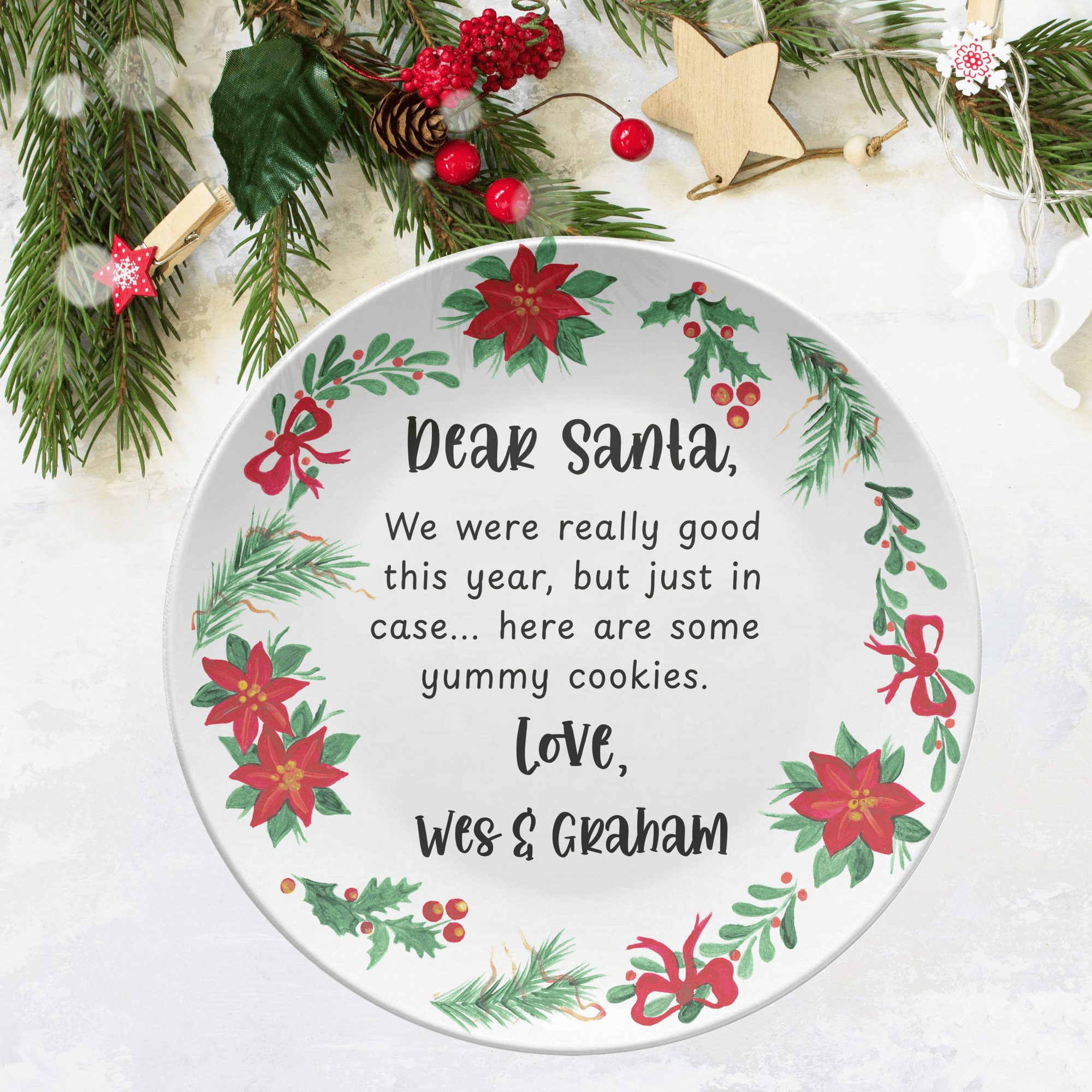 Dear Santa Christmas Plate by Lil Plate Shop
