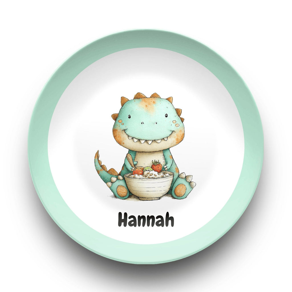 Dino and Favorite Food Plate by Lil Plate Shop