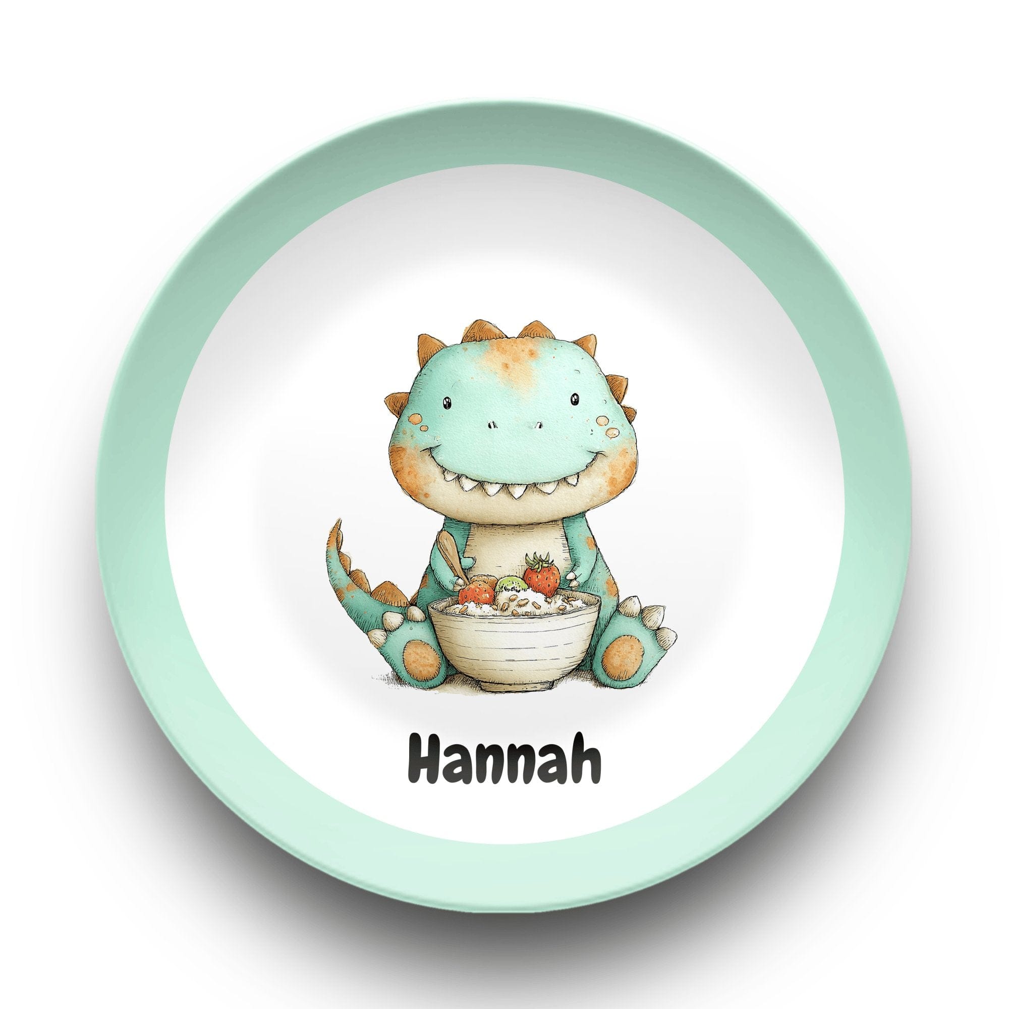 Dino and Favorite Food Plate by Lil Plate Shop
