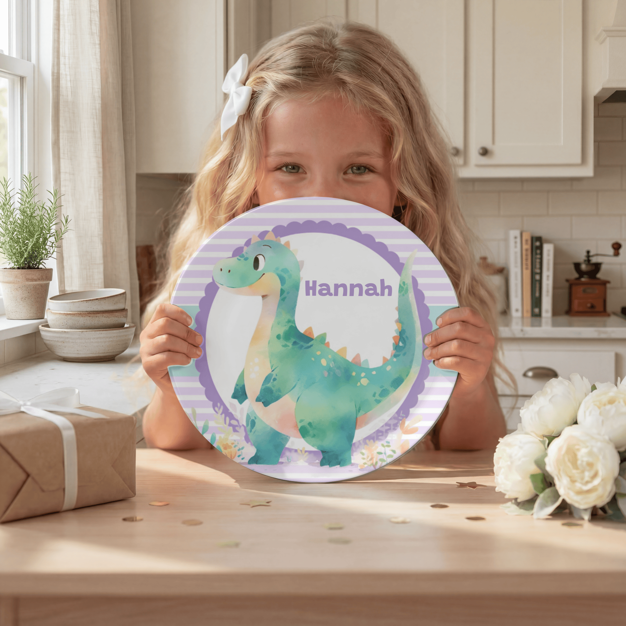 Dinosaur Purple Border Plate by Lil Plate Shop