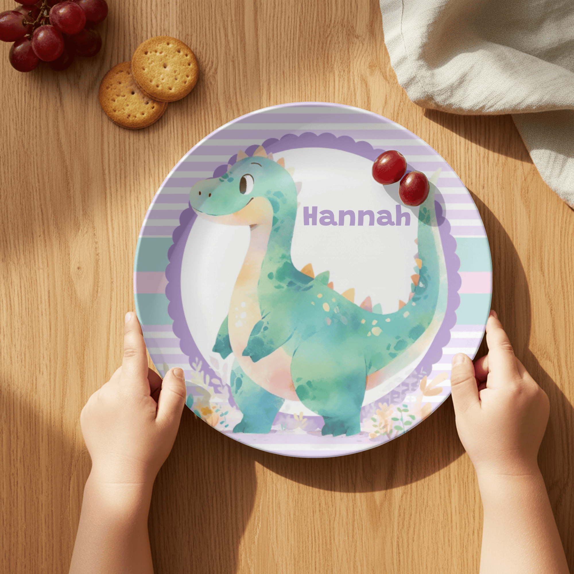 Dinosaur Purple Border Plate by Lil Plate Shop