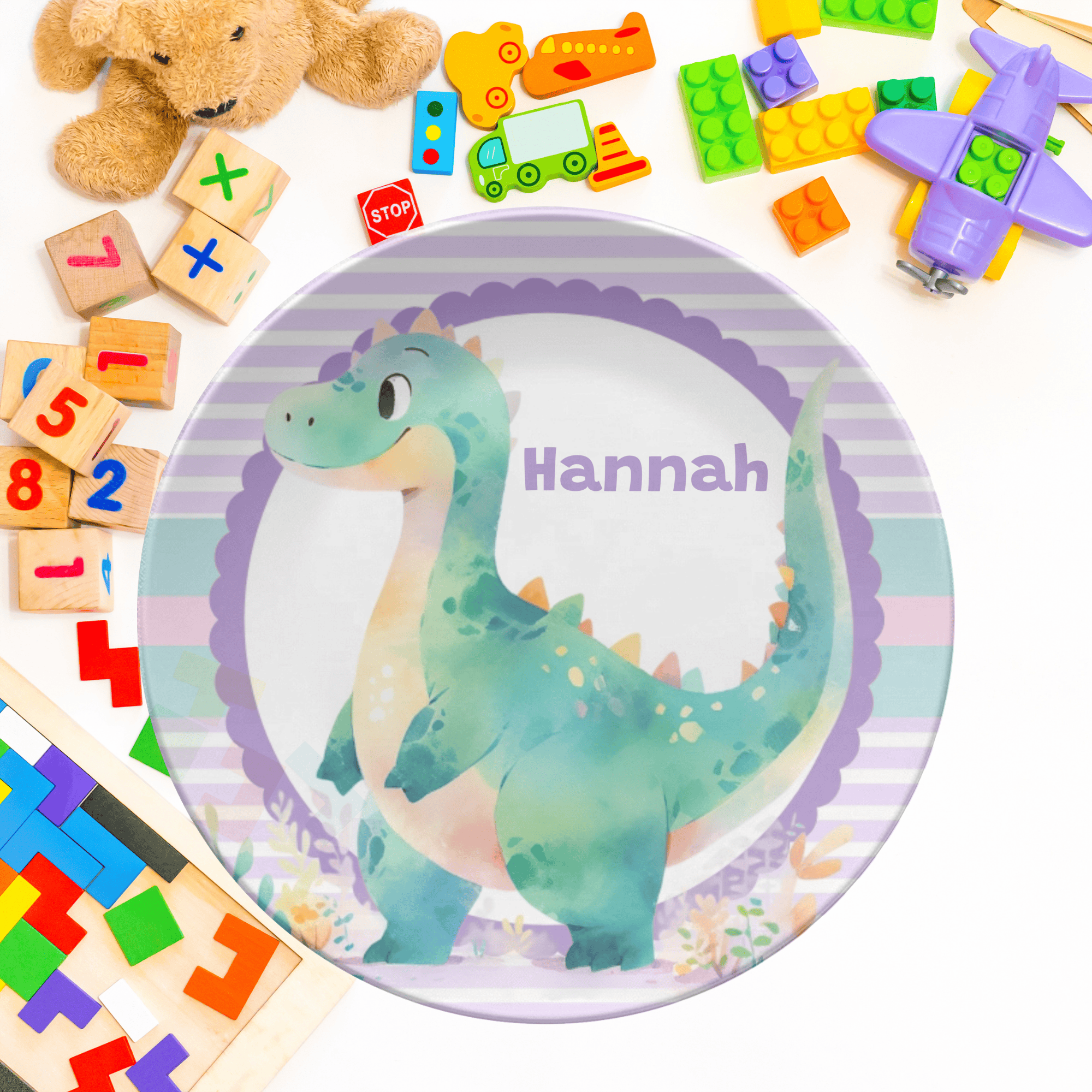 Dinosaur Purple Border Plate by Lil Plate Shop