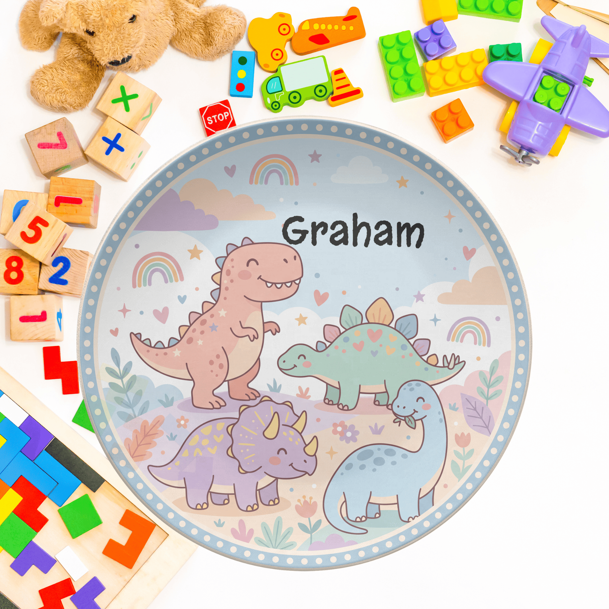 Dinosaur Rainbow Plate by Lil Plate Shop